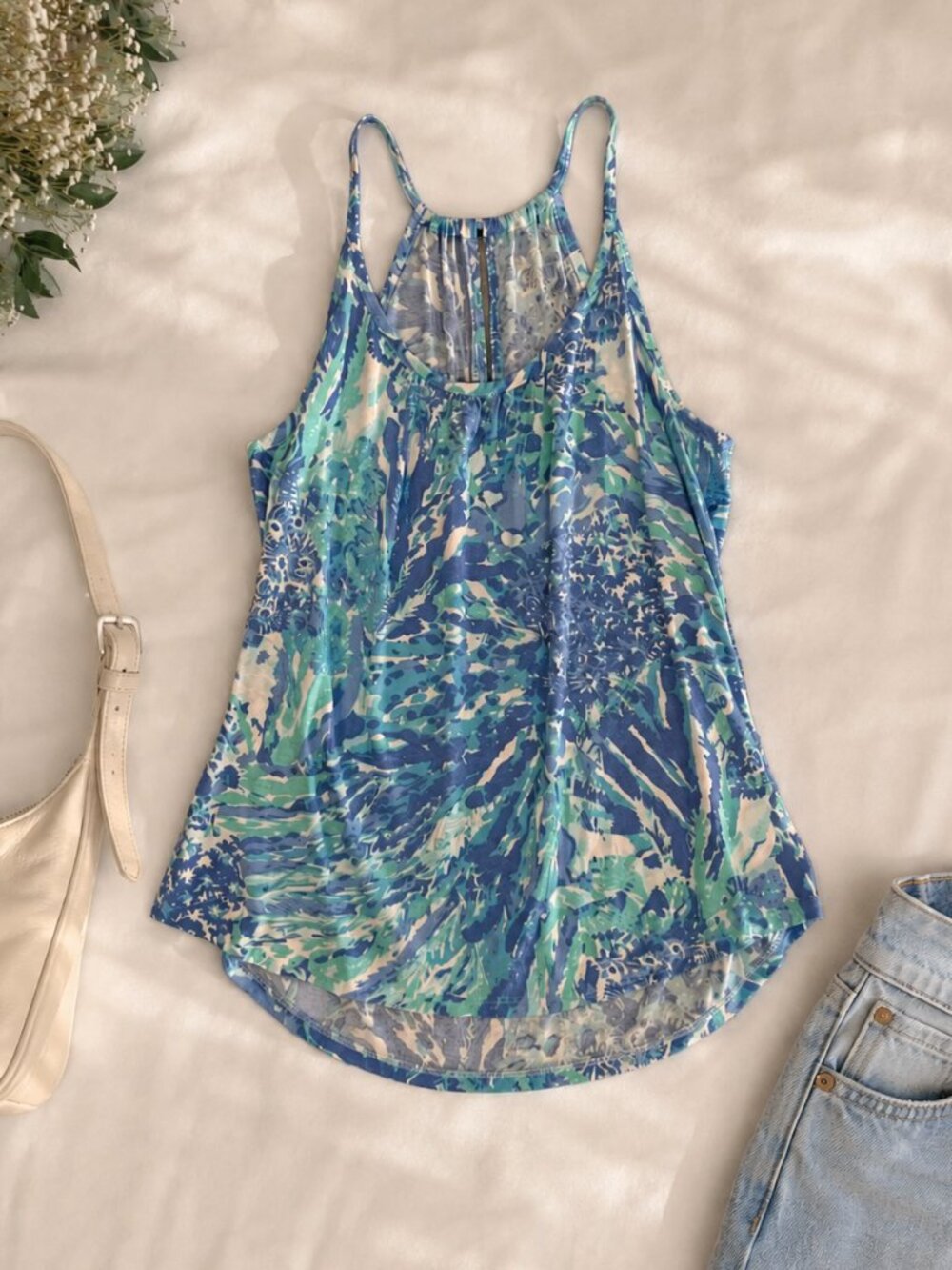 Lilly Pulitzer,  Lacy Tank Hey Hey Soleil Patterned Sleeveless Top Medium